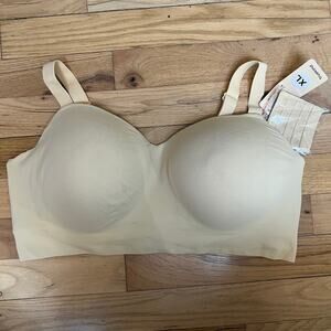 NEW TrueKind Women's XL Supportive Comfort Wireless Shaping Bra Nude Beige Cream